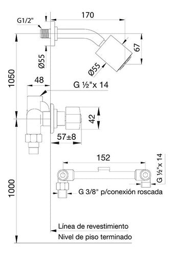 F&V Grifería Arizona Plus Ducha Transferencia 103/B1P Totos 1