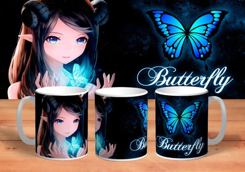 Unbreakable Plastic Butterfly Chibis Mug 1