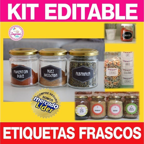 Printable Editable Spice Jar Labels Kit 1