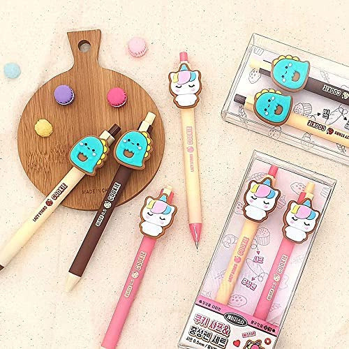 [2-in-1] Cute Characters Cookie Mechanical Lead Pencil & Gel Pen Set 2