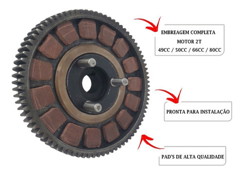 Embreagem Completa Kit Motor 2t 80cc Bicicleta Motorizada 1