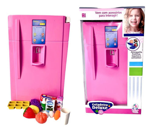 Mini Geladeira Infantil Cozinha Criança Grande Menina Rosa 4