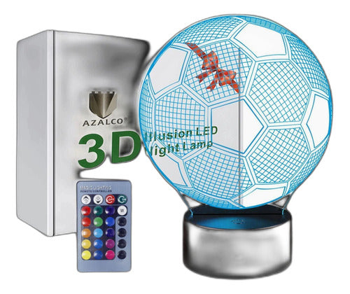 Azalco 3D Illusion Soccer Night Light Lamp with 7 Colors Change 0