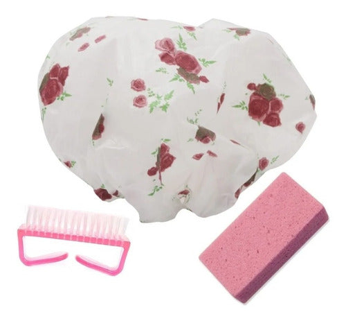 BeautyFull Bath Kit: Shower Cap, Nail Brush, and Pumice Stone 0