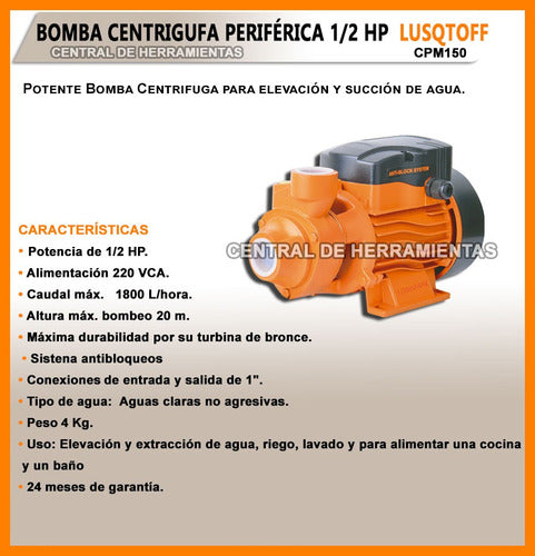 Lüsqtoff Peripheral Centrifugal Pump 1/2 Hp Water Lifter 2