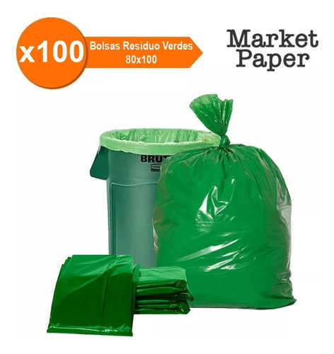 Market Paper Green Waste Bag 80x100 35 Microns - 100 Units 1