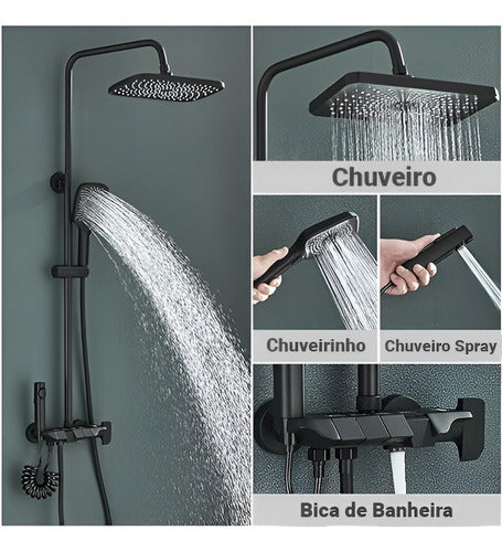 Chuveiro Ducha 4 Saídas Misturador Digital Preto Nakasaki 2