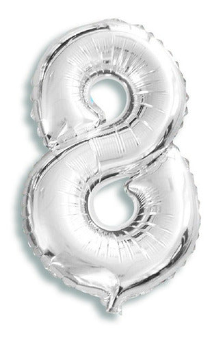 Fonballon Silver Metalized Number 8 Balloon 40cm for Air or Helium 0