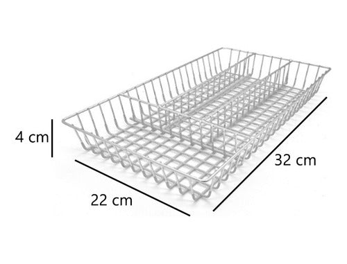 La Vidriera Regalos Cutlery Organizer Chrome Wire White Drawer 1