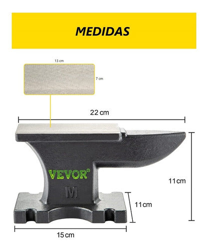 Ferrofertas UY Bigornia De Golpe 5kg Herrero Acero Profesional Base 11x7 Cm 3