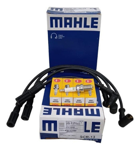 MAHLE Spark Plug Wire Set + NGK BKR6E Spark Plugs Sandero 1.6 8v K7M 0