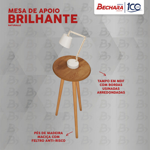 Mesa De Apoio Brilhante Naturalle Bechara 2