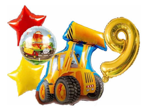 Julliett Construction Machine Balloons Pack with 80cm Number 0