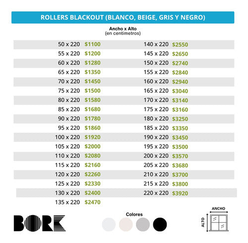 Bork Cortina Roller Blackout Crudo - Soportes Metálicos 3