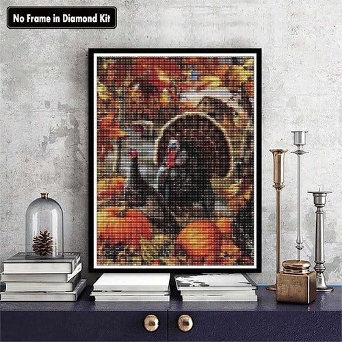 Zariocy 5D Diamond Painting Kit - DIY Roosters and Pumpkins 30x40cm 1