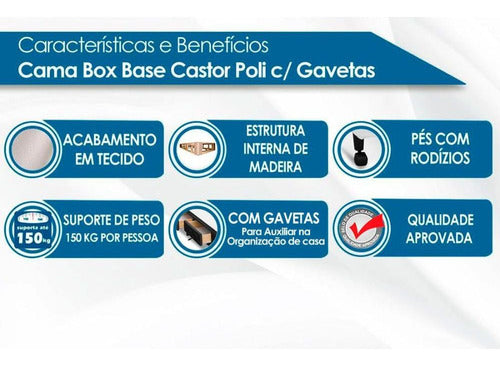 Cama Box Base C/gavetas Casal Poli Preto (138x27-c/4 Gav)ca 2