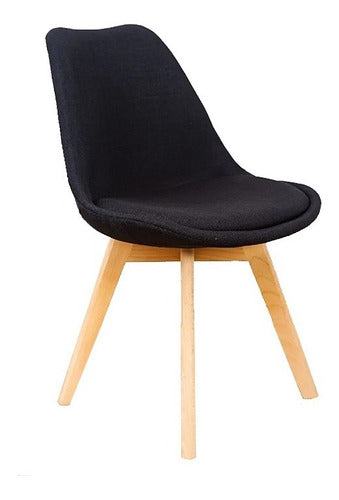 Scandinavian Upholstered Tulip Chair in Gray Beige Black 6