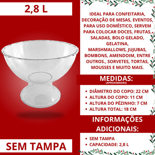 Kit 8 Taça Para Sobremesa Pequena Sem Tampa 2,8l Para Doce 2