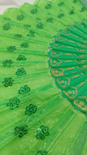 Vintage Dance Sequin Fabric Fan for Weddings Souvenir 16