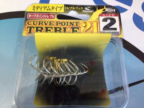 Sasame Shout Curve Point Treble Hook Size 2 - Pack of 7 2