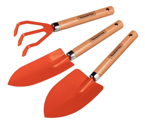 Set Herramientas De Jardin 3 Piezas Mango Madera Tramontina 0