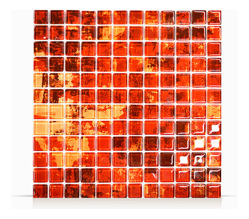 Piú Malla 30x30 Mosaico Capri Rojo Vidrio Piu 0