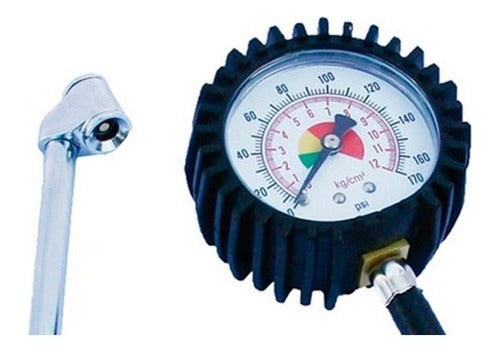 Professional Pressure Gauge Tire Meter with Flexible Hose QKL 2