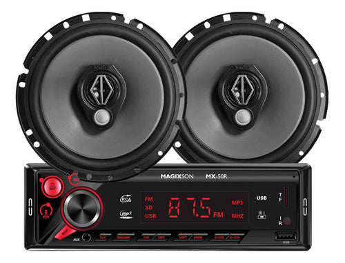 Combo Estereo Bluetooth 1 Din Parlantes 6 Pulgadas Bomber 0