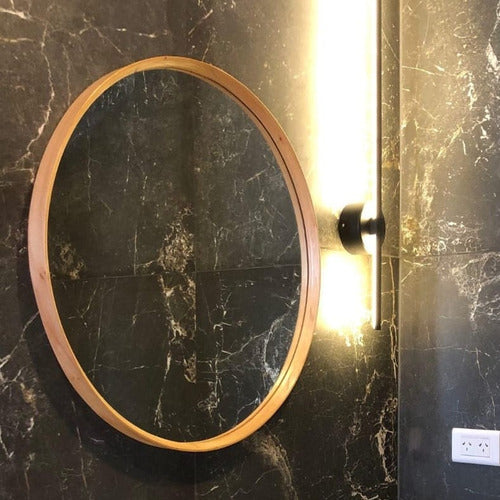 Round Mirror 50cm Solid Paraíso Wood Frame Circular 1