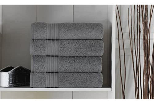 Hammam Linen Cool Grey Bath Towels 4-Pack - 27x54 Soft And Absorbent 4