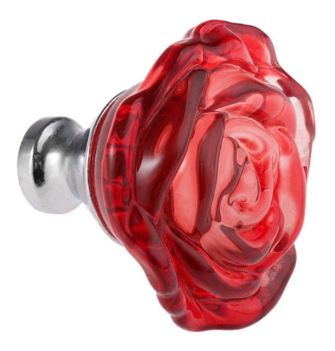 SZ 5Pcs Crystal Rose Glass Cabinet Knob, Drawer Pull Handle, Kitchen Door/Wardrobe Knobs, Diameter: 1.97'' Red 2