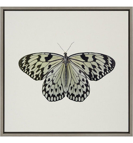 Kate and Laurel Sylvie Two Tone Butterfly Framed Linen Texture 0