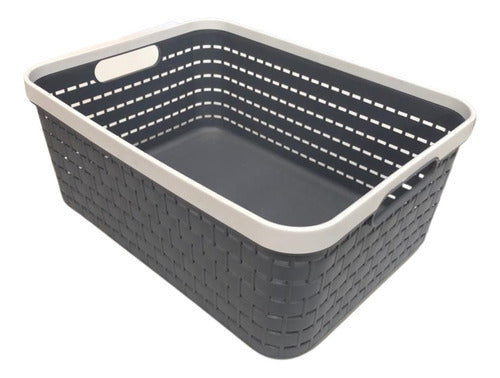 Black Plastic Organizer Basket with Handle 26x35x15 Deco 0