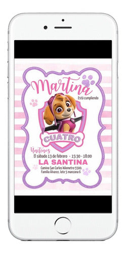 Invitación Cumpleaños Tarjeta Digital Paw Patrol Sky Everest 3