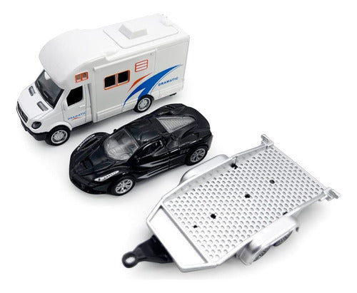 Toy Camper Rv Trailer Towing Supercar Sports Model Car Dieca 4