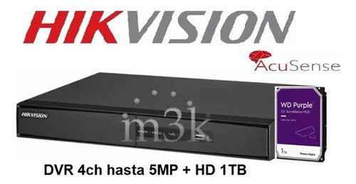 Dvr Hikvision 4ch Hasta 5mp + Disco 1tb - M3k 1