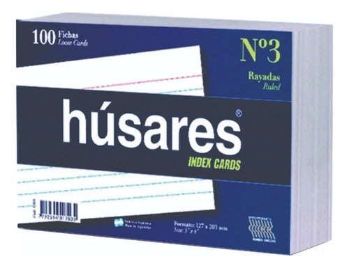 Húsares Ficha Rayada Nº3 127x203mm 100hjs Papel Obra Para Fichero 0