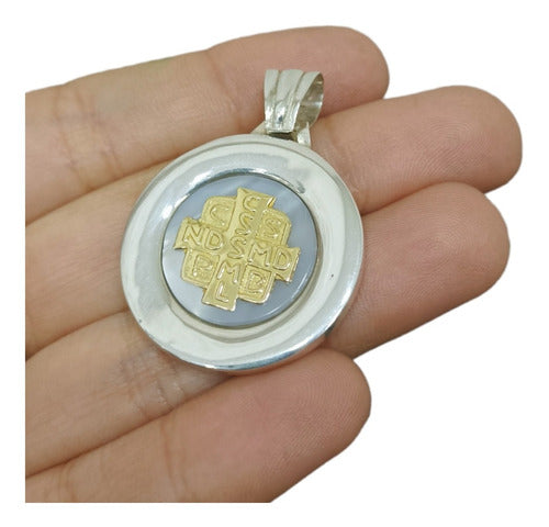 San Benito 925 Silver Gold Mother of Pearl Large Pendant Gift 0