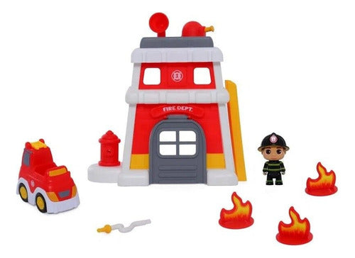 Playset Estacion Bombero Vehiculo Con Figura Y Access Tun 0