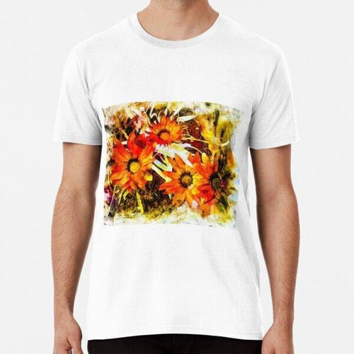 Premium Cotton Orange Gazania Abstract T-Shirt 0