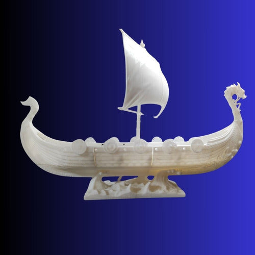 Horse3D Drakar Barco Vikingo, 40cm De Largo, Color Blanco 6