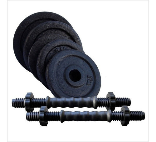 FDN 2 Solid Rubber Coated Dumbbells 10kg Cast Iron Disc 1