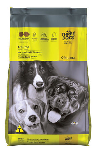 Three Dogs Medium and Large Breed Dog Food 15+2kg + Gift 0