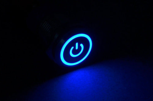 Metal Retention Push Button with Logo 22mm LED 12V Blue 2
