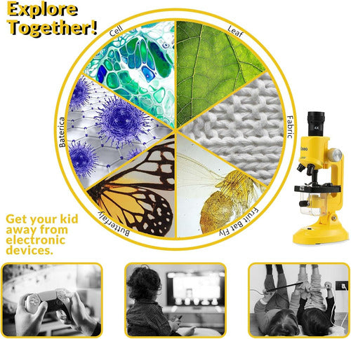 Little World Microscope Beginner with LED, Magnification 100X, 400X, and 1200X 4