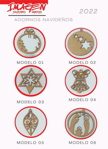 Set of 20 Christmas Decorations in 3mm MDF Fibrofácil 0