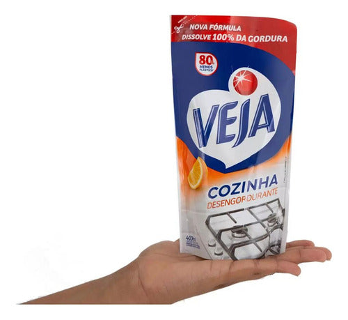 Kit C/ 4 Veja Desengordurante Cozinha Laranja 400ml Refil 4