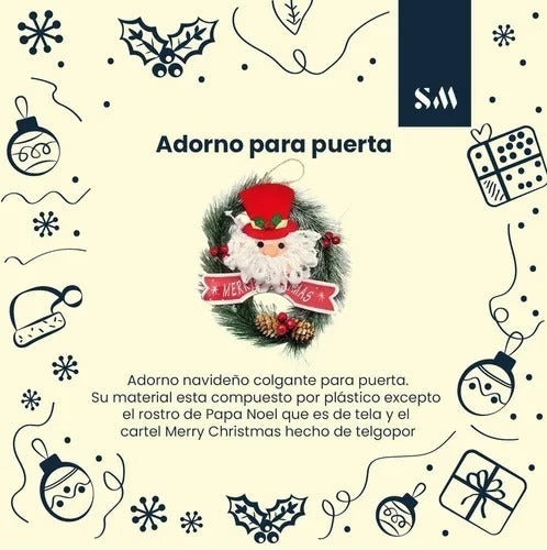 Silmar Adorno Navideño P/ Puerta Papa Noel Merry Christmas Navidad 1