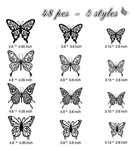 Iinuu 3D Decorative Butterfly Stickers Violet X 48u 2