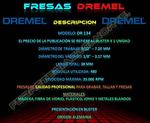 Dremel Fresas DR 134 9/32 (7.2mm) Blister X 1 U. 1